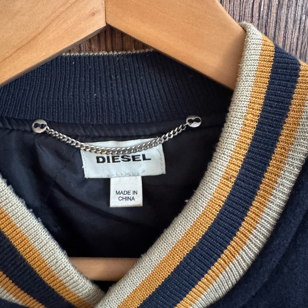 Diesel Men's Navy and Light Blue Varsity Jacket size L - Picture 2 of 12